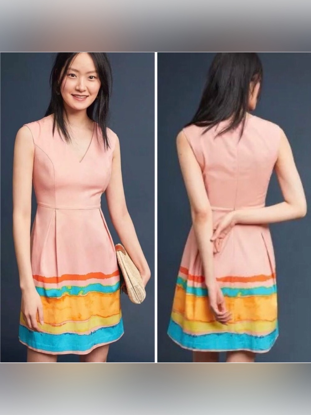 Tracey Reeves Anthropology Sleeveless Pink Fit-and-Flare Dress